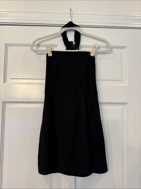 Women's Black Strapless Halter Mini Dress